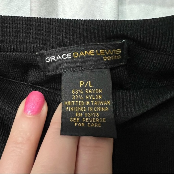 Grace Dane Lewis Petites Vintage Black Skirt with Blue Trim & Elastic Waist - PL - Picture 4 of 7
